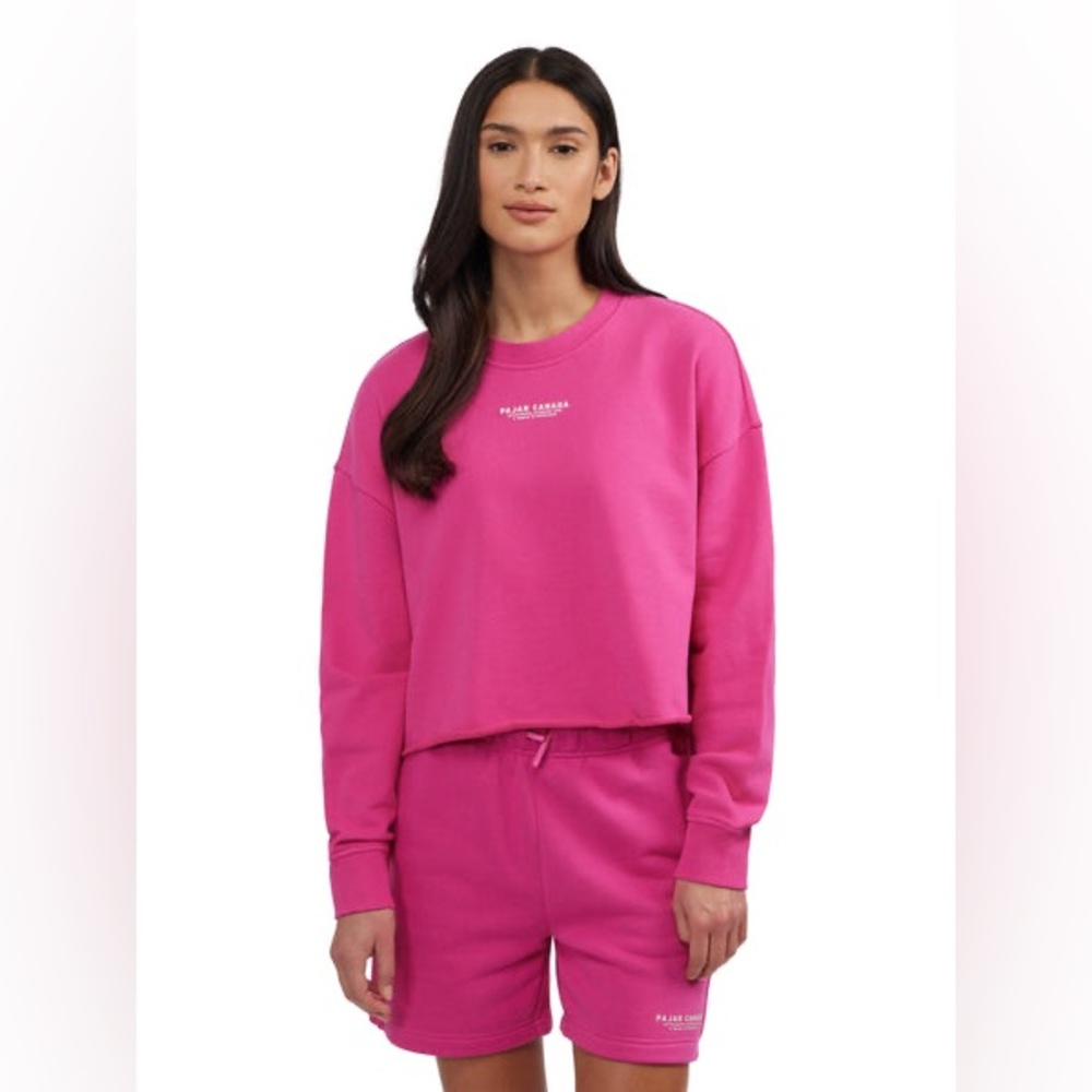 PAJAR Elements Lawson Crop Oversized Sweatshirt Pink Glow NWT